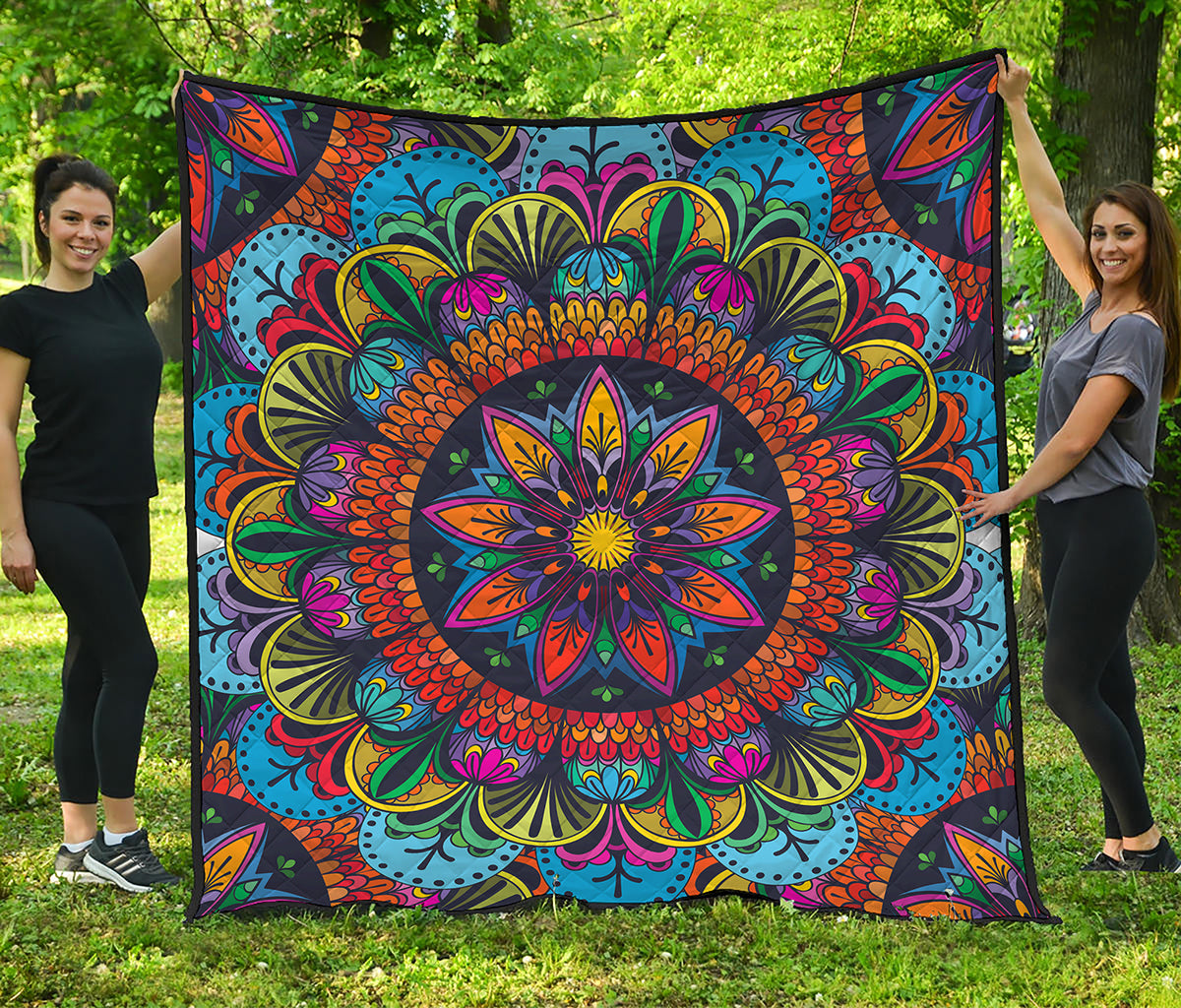 Colorful Mandala Print Quilt
