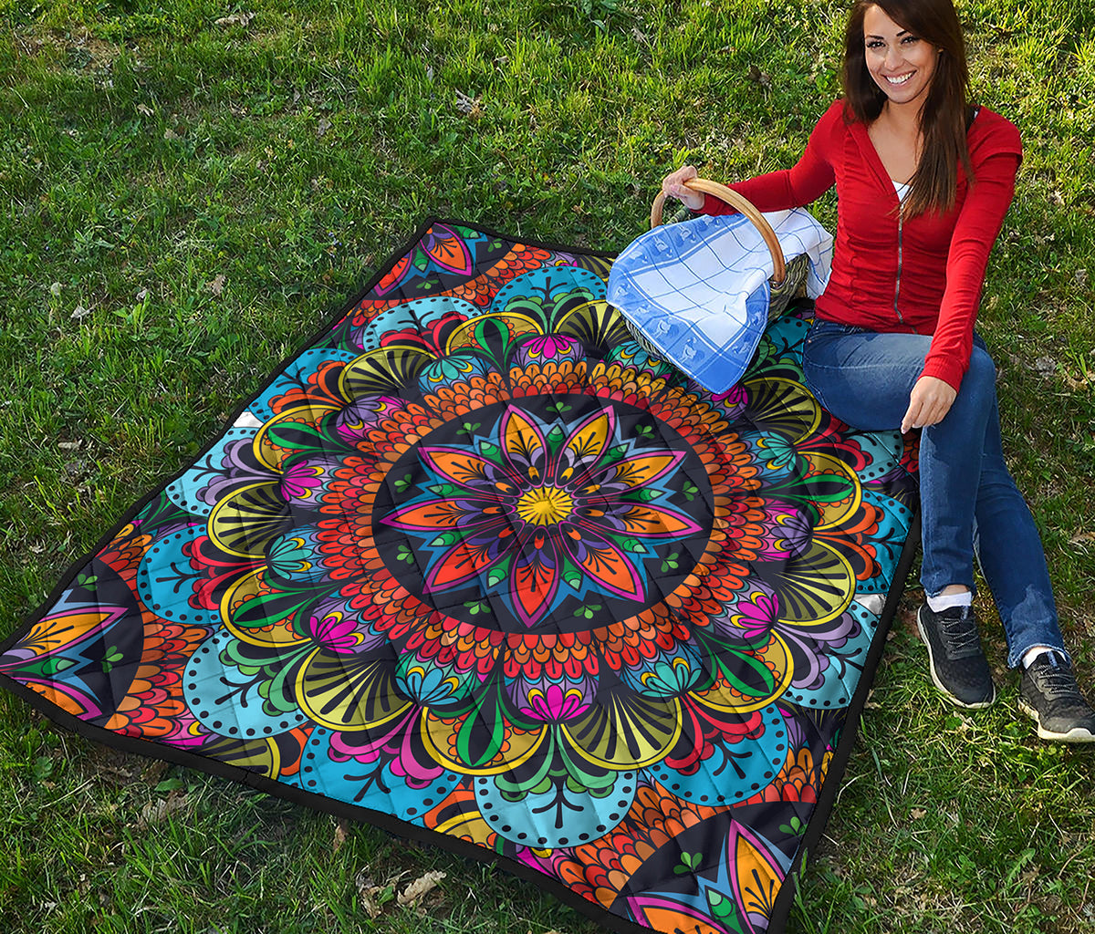 Colorful Mandala Print Quilt