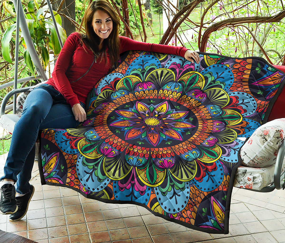 Colorful Mandala Print Quilt