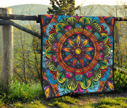 Colorful Mandala Print Quilt
