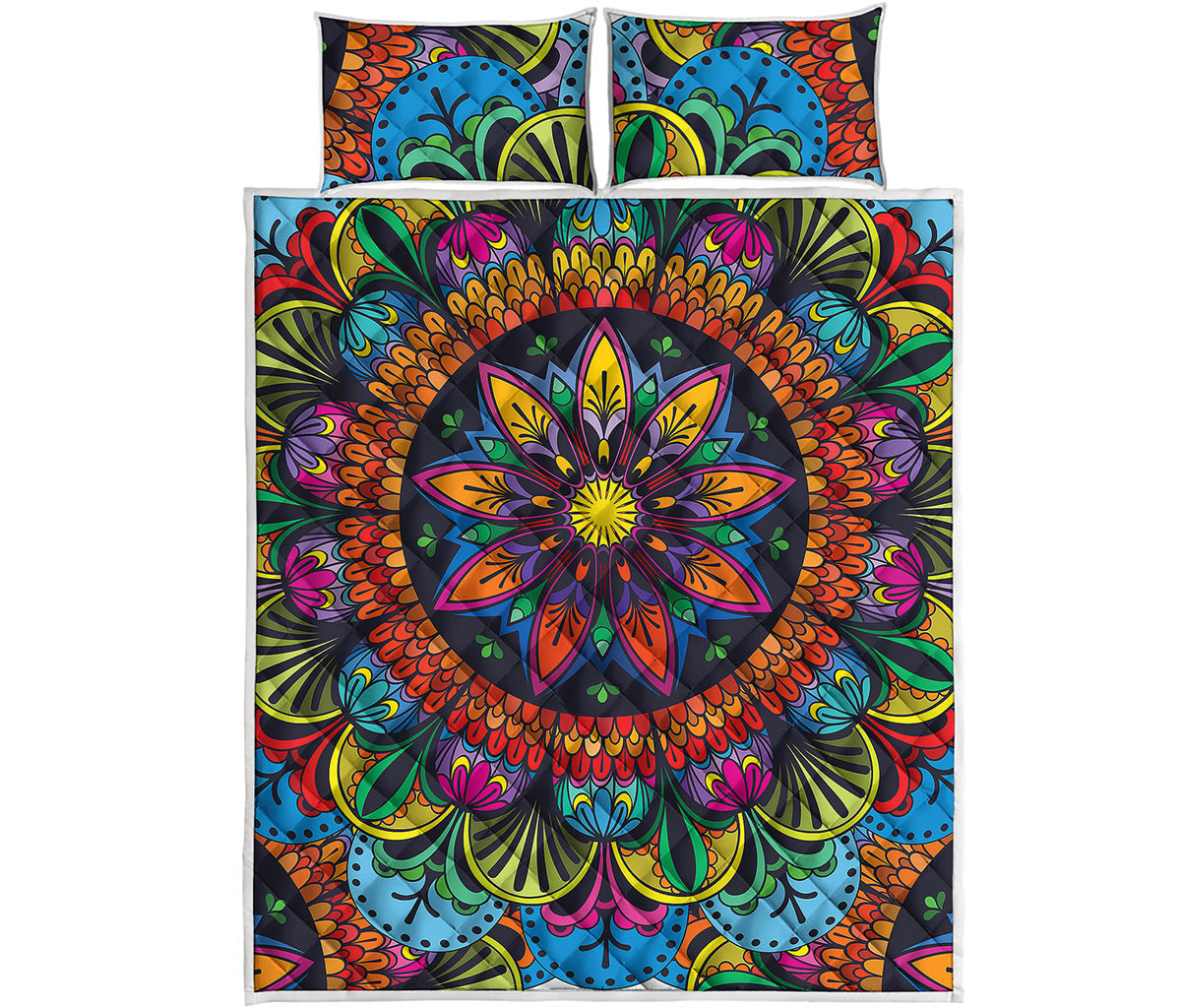 Colorful Mandala Print Quilt Bed Set
