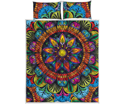 Colorful Mandala Print Quilt Bed Set