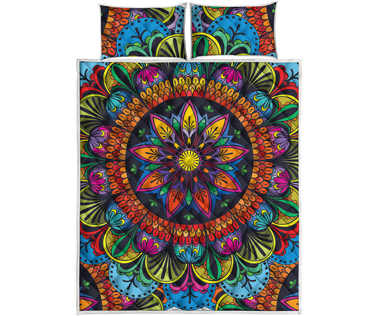 Colorful Mandala Print Quilt Bed Set