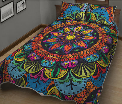Colorful Mandala Print Quilt Bed Set