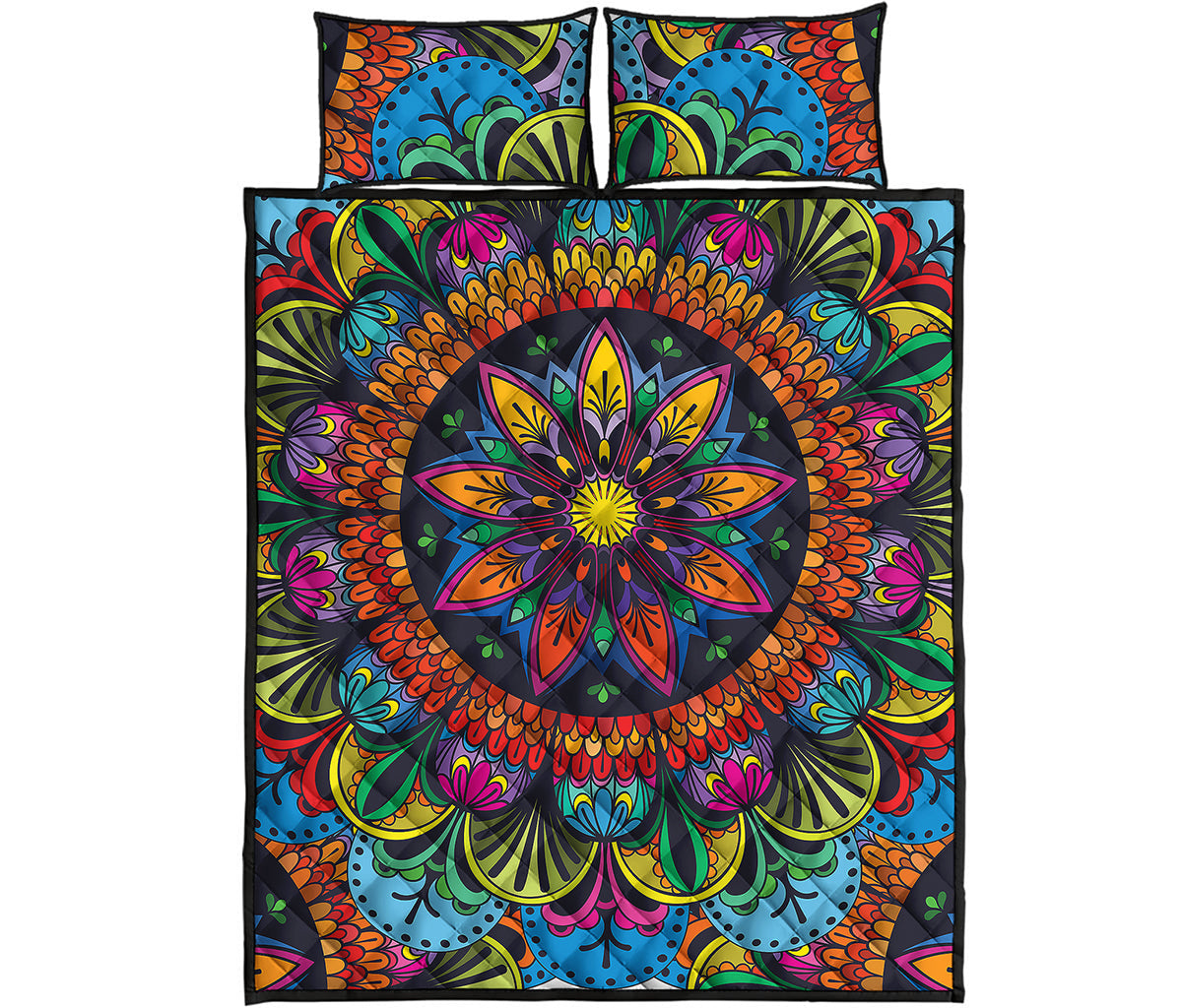 Colorful Mandala Print Quilt Bed Set