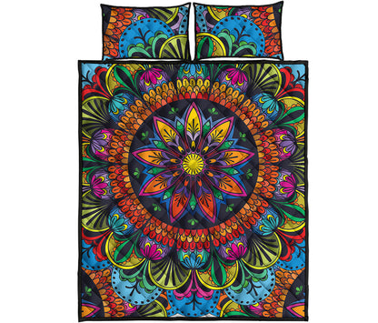Colorful Mandala Print Quilt Bed Set