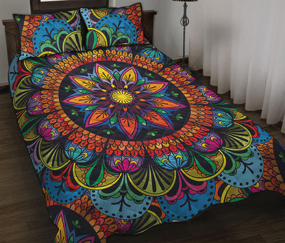 Colorful Mandala Print Quilt Bed Set