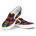 Colorful Mandala Print White Slip On Sneakers