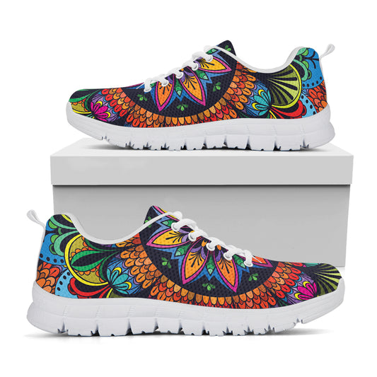 Colorful Mandala Print White Sneakers