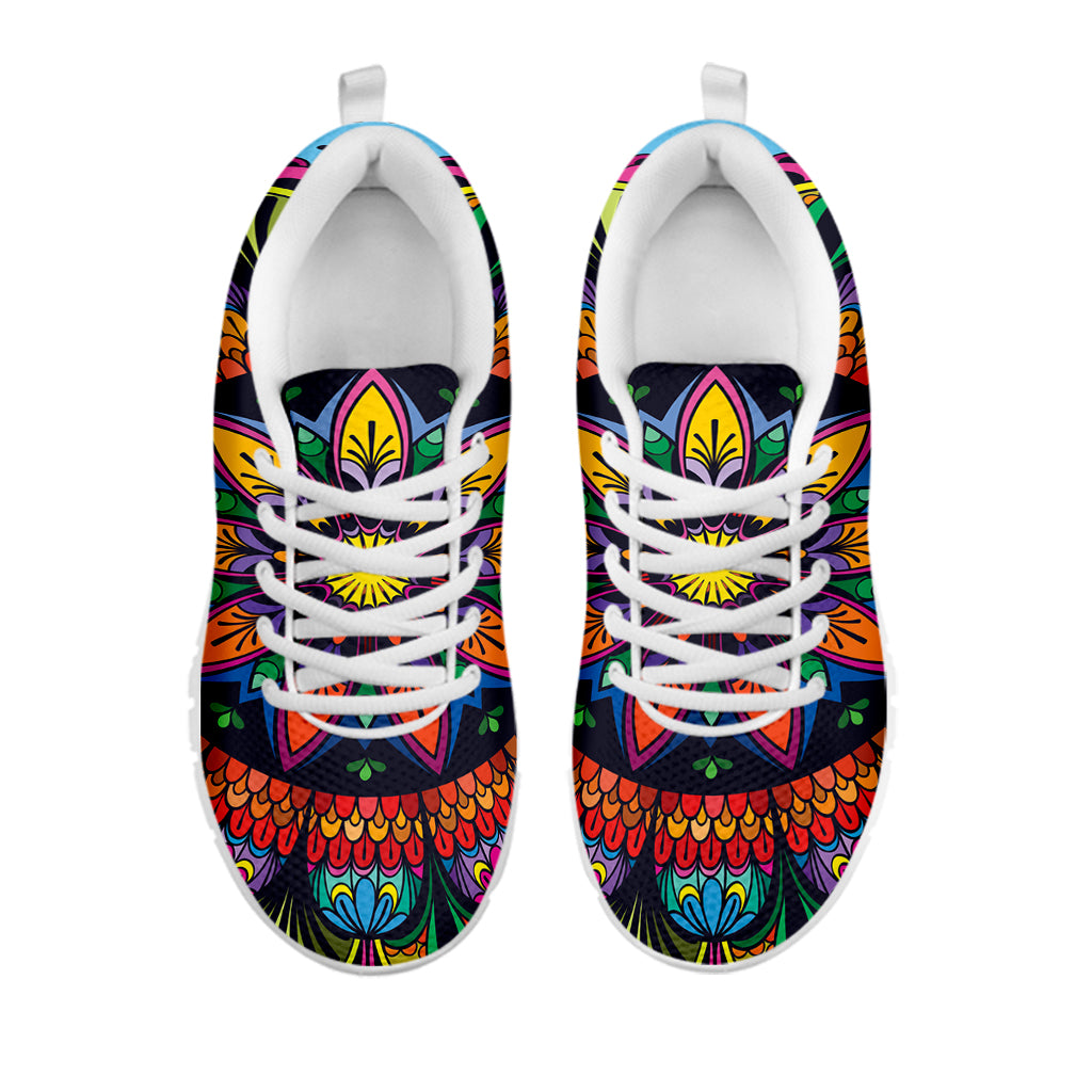 Colorful Mandala Print White Sneakers