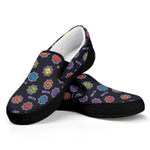 Colorful Maya Pattern Print Black Slip On Shoes