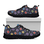 Colorful Maya Pattern Print Black Sneakers