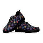 Colorful Maya Pattern Print Black Sneakers