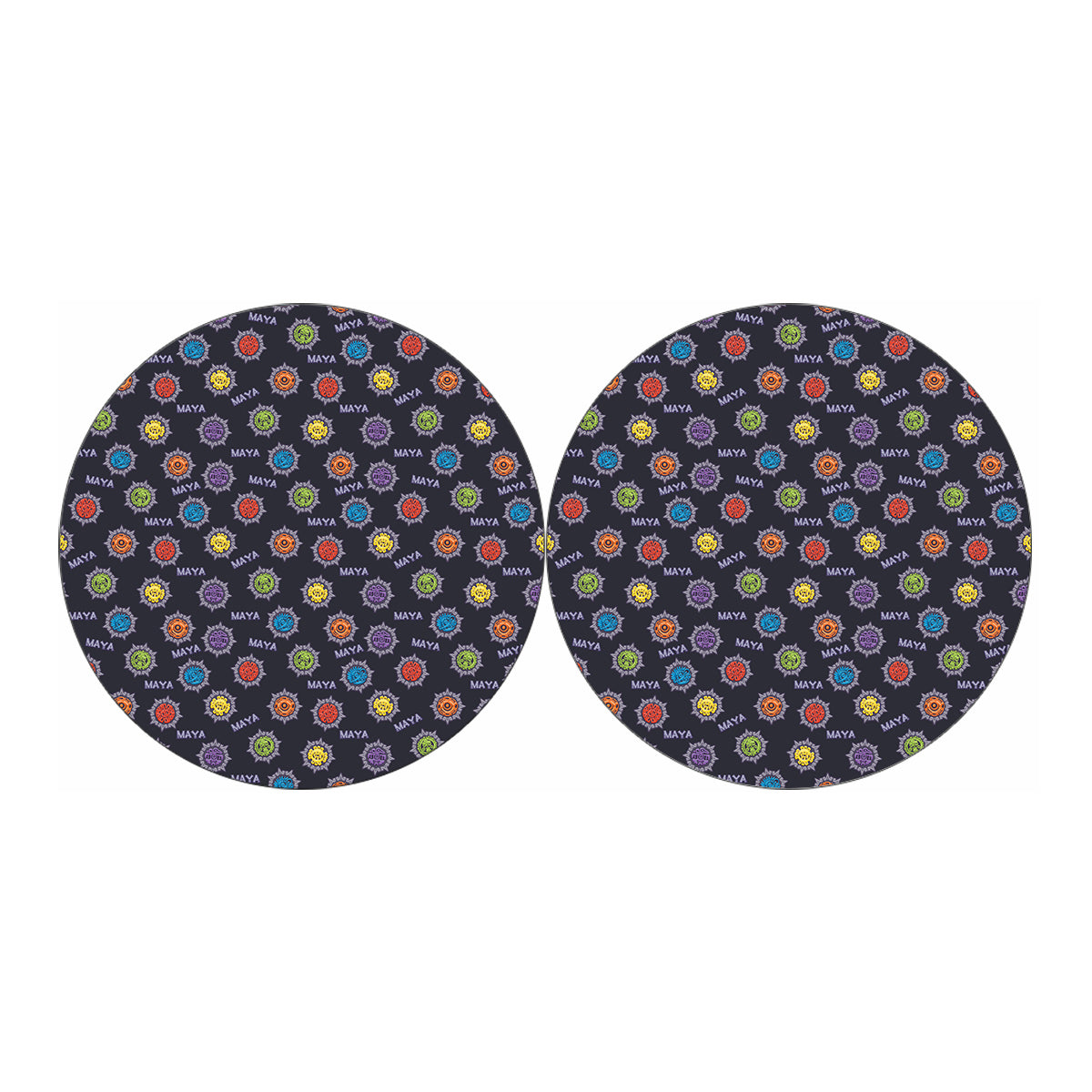 Colorful Maya Pattern Print Car Coasters