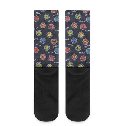 Colorful Maya Pattern Print Crew Socks