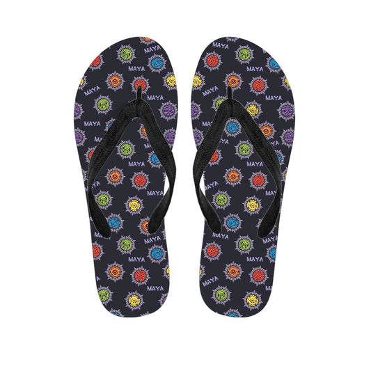 Colorful Maya Pattern Print Flip Flops