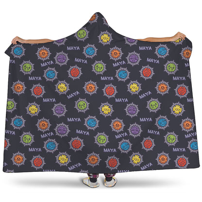 Colorful Maya Pattern Print Hooded Blanket
