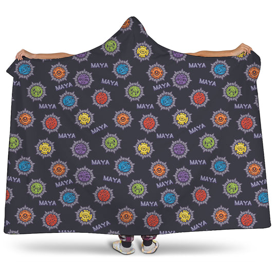 Colorful Maya Pattern Print Hooded Blanket