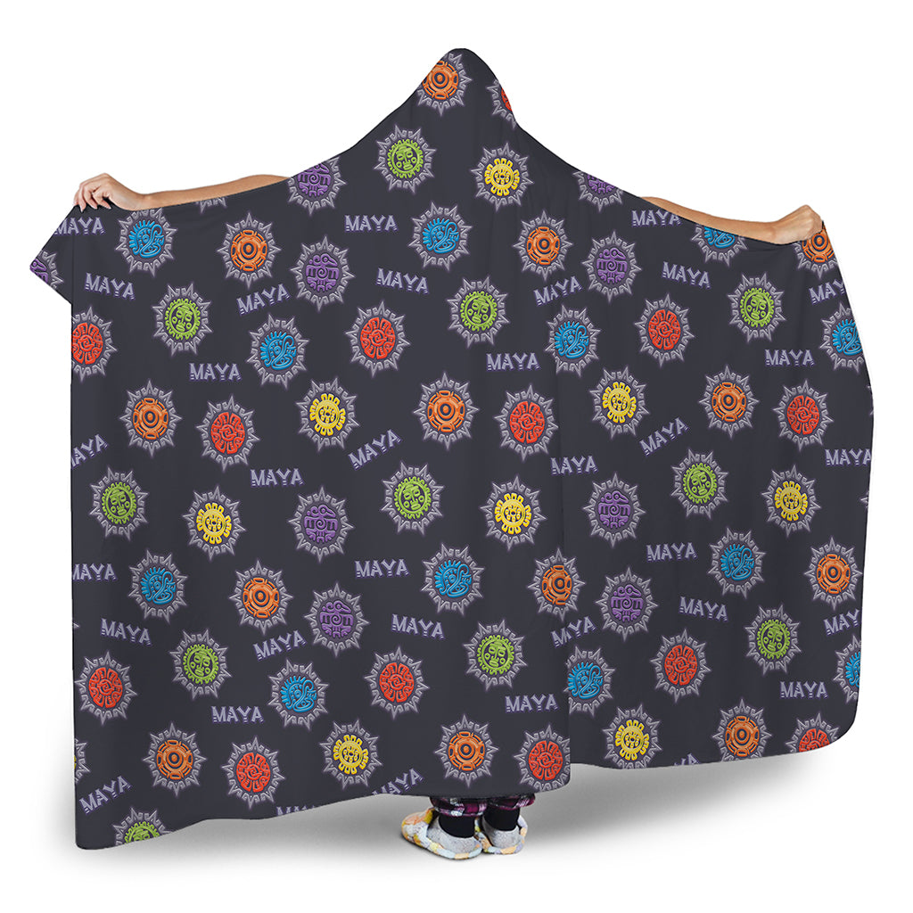 Colorful Maya Pattern Print Hooded Blanket