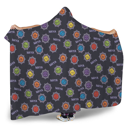 Colorful Maya Pattern Print Hooded Blanket