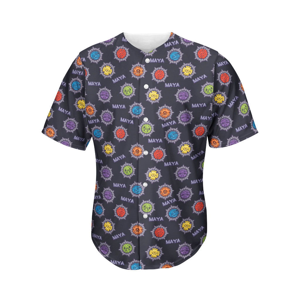 Colorful Maya Pattern Print Men's Baseball Jersey