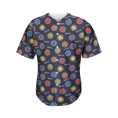 Colorful Maya Pattern Print Men's Baseball Jersey