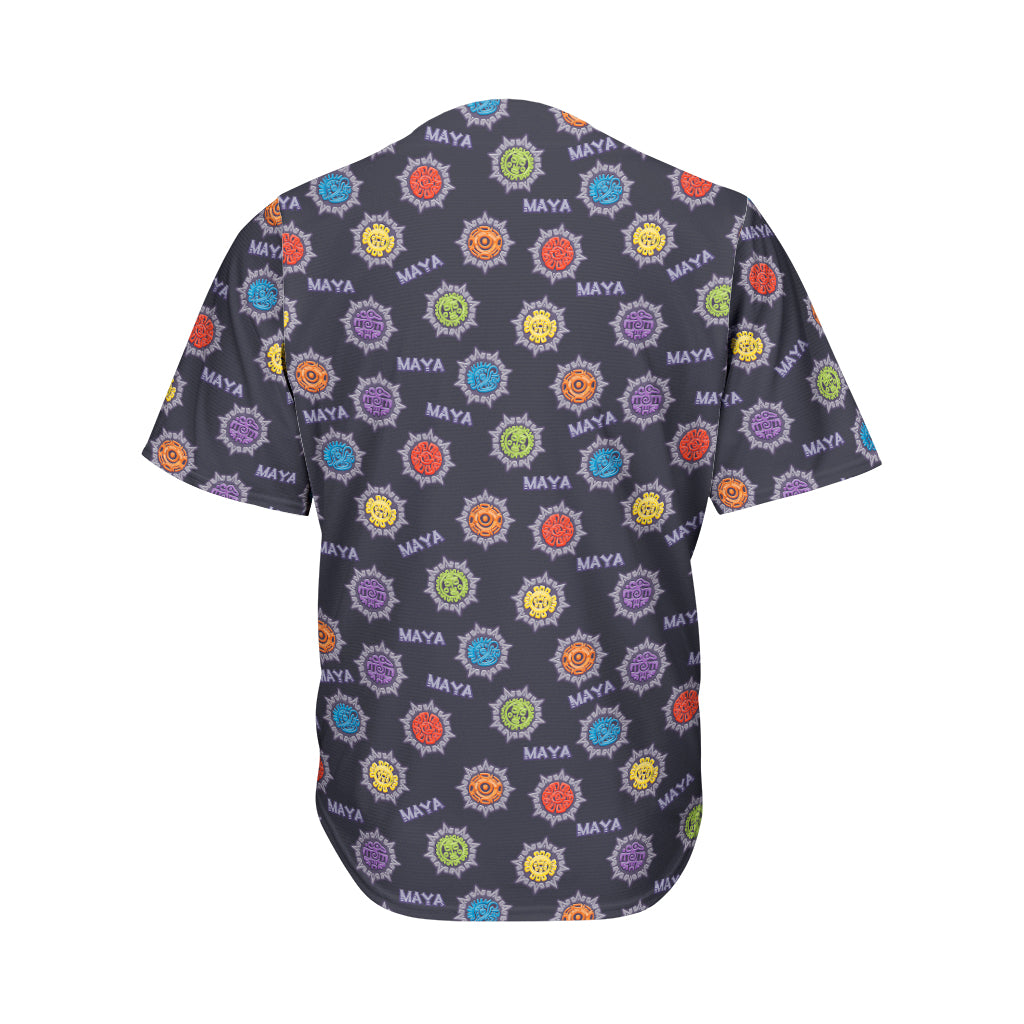 Colorful Maya Pattern Print Men's Baseball Jersey