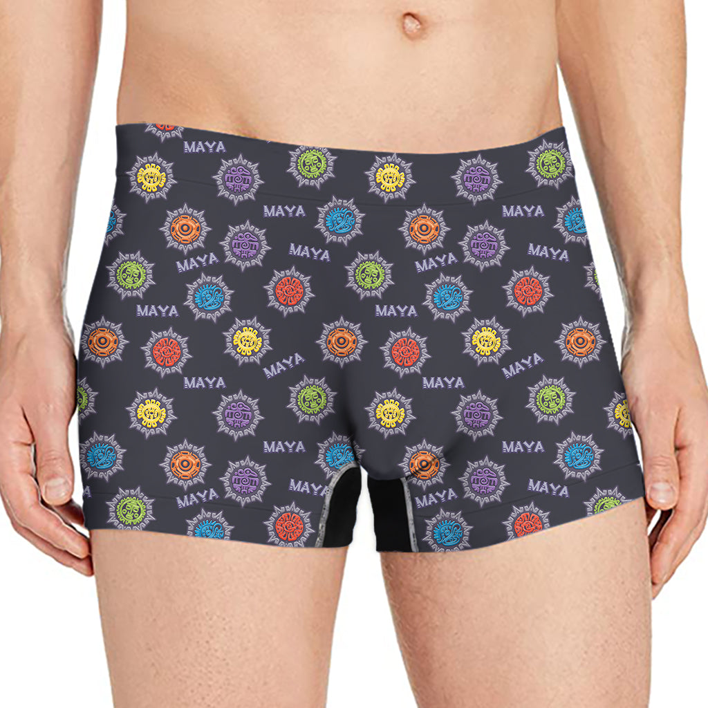 Colorful Maya Pattern Print Men's Boxer Briefs