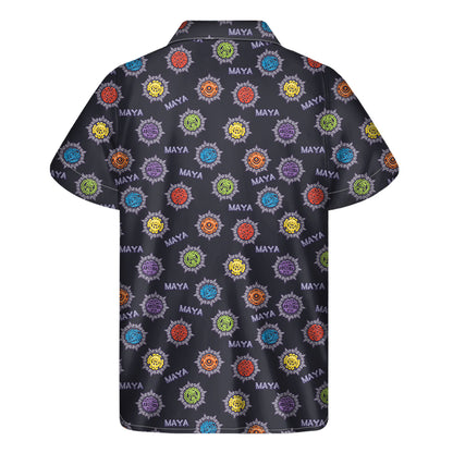 Colorful Maya Pattern Print Men's Short Sleeve Shirt