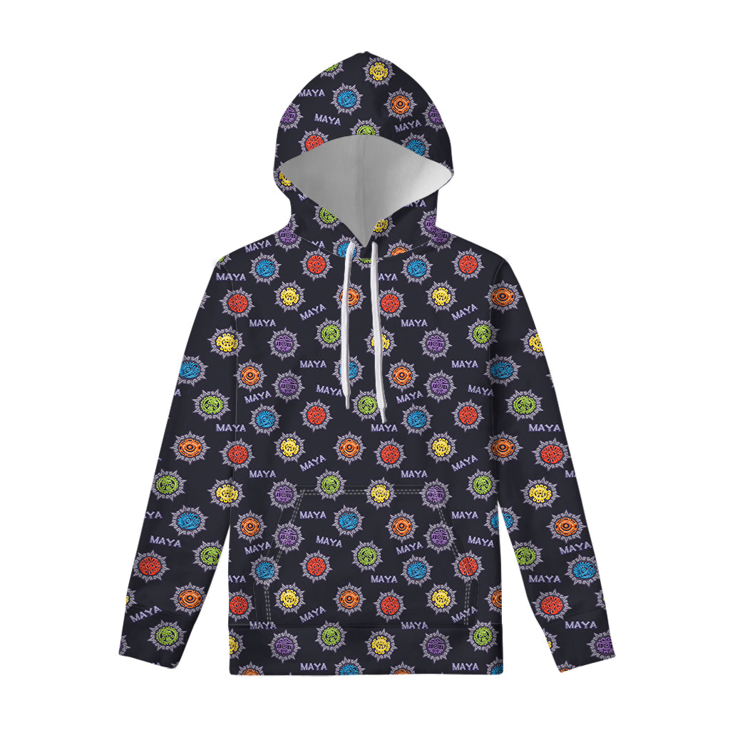 Colorful Maya Pattern Print Pullover Hoodie