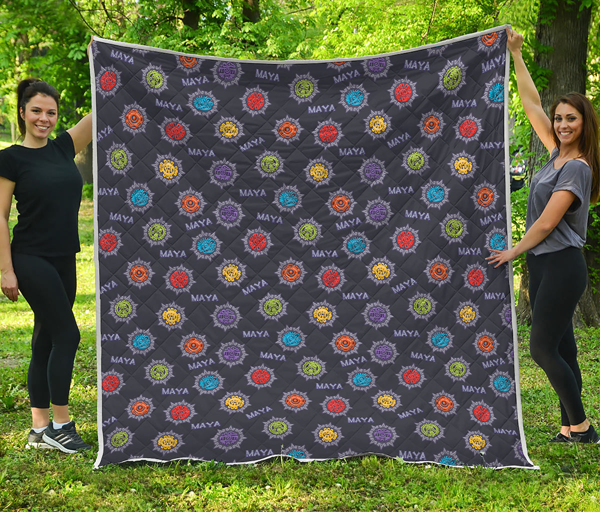 Colorful Maya Pattern Print Quilt