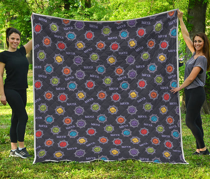 Colorful Maya Pattern Print Quilt
