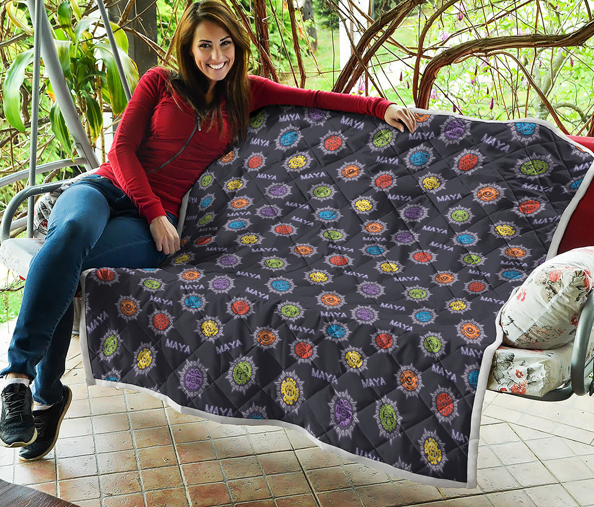 Colorful Maya Pattern Print Quilt