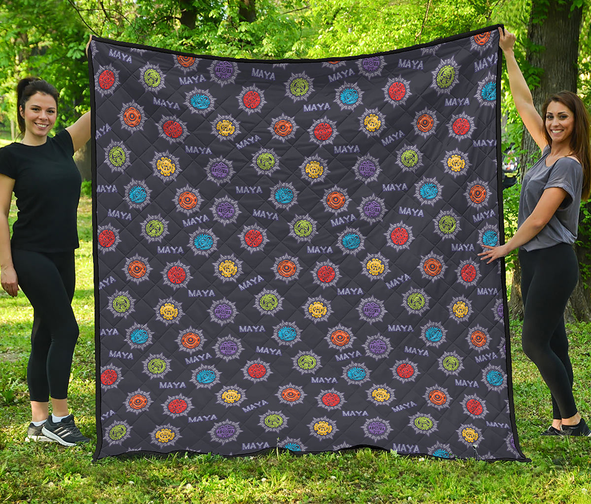 Colorful Maya Pattern Print Quilt