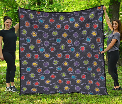 Colorful Maya Pattern Print Quilt