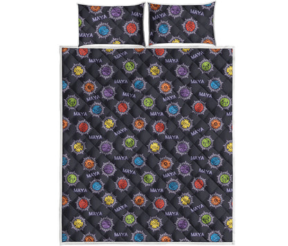 Colorful Maya Pattern Print Quilt Bed Set