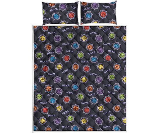 Colorful Maya Pattern Print Quilt Bed Set