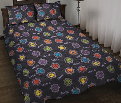 Colorful Maya Pattern Print Quilt Bed Set