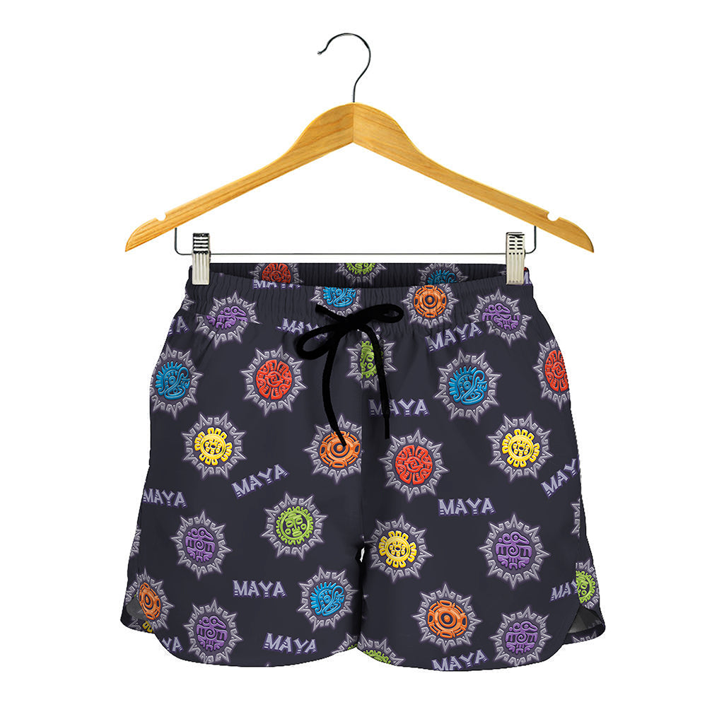 Colorful Maya Pattern Print Women's Shorts