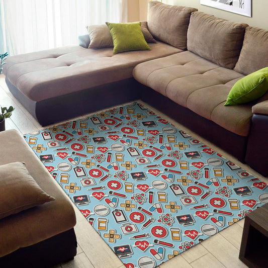 Colorful Medical Pattern Print Area Rug