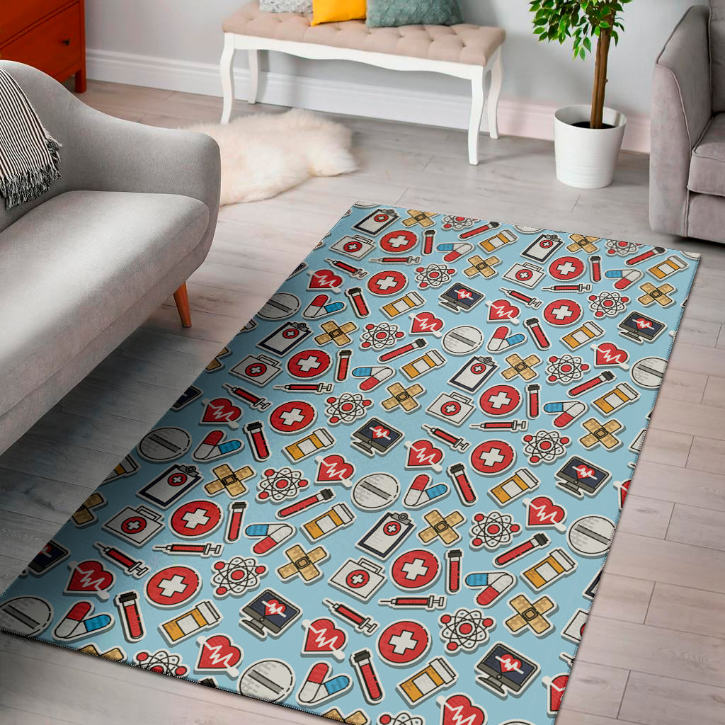 Colorful Medical Pattern Print Area Rug