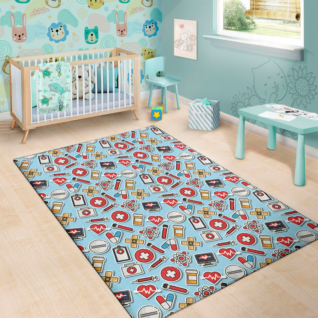 Colorful Medical Pattern Print Area Rug
