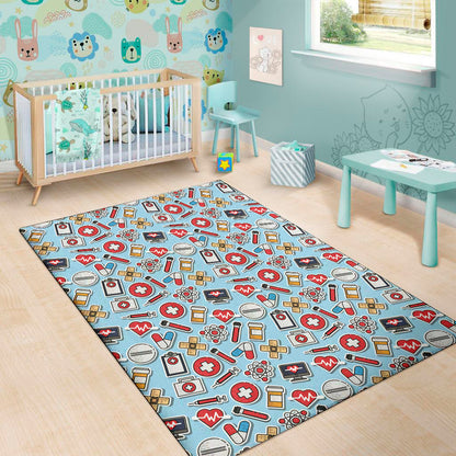 Colorful Medical Pattern Print Area Rug