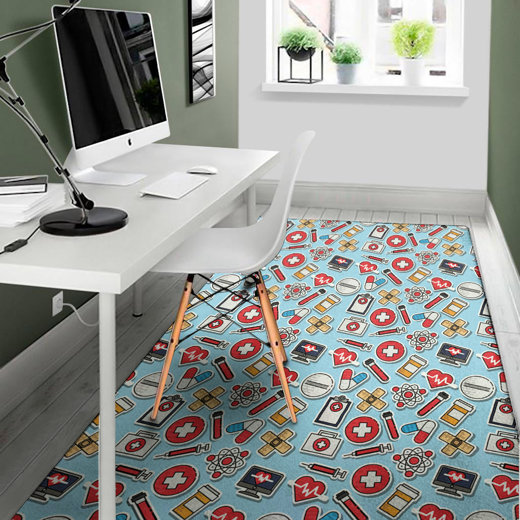 Colorful Medical Pattern Print Area Rug