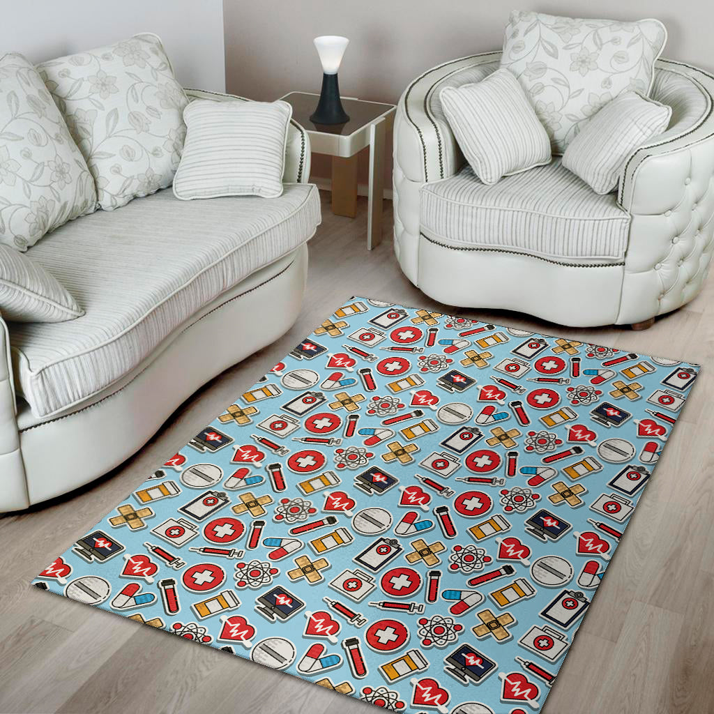 Colorful Medical Pattern Print Area Rug