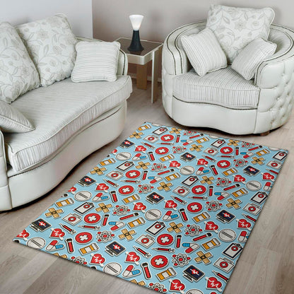 Colorful Medical Pattern Print Area Rug
