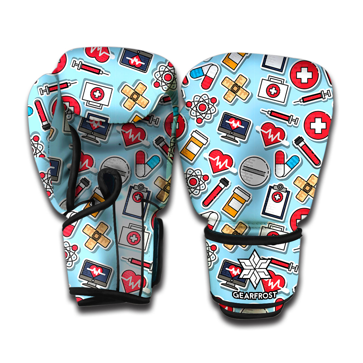 Colorful Medical Pattern Print Boxing Gloves