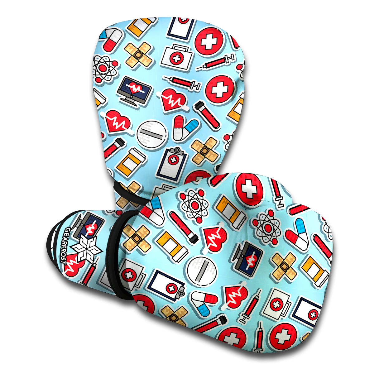 Colorful Medical Pattern Print Boxing Gloves