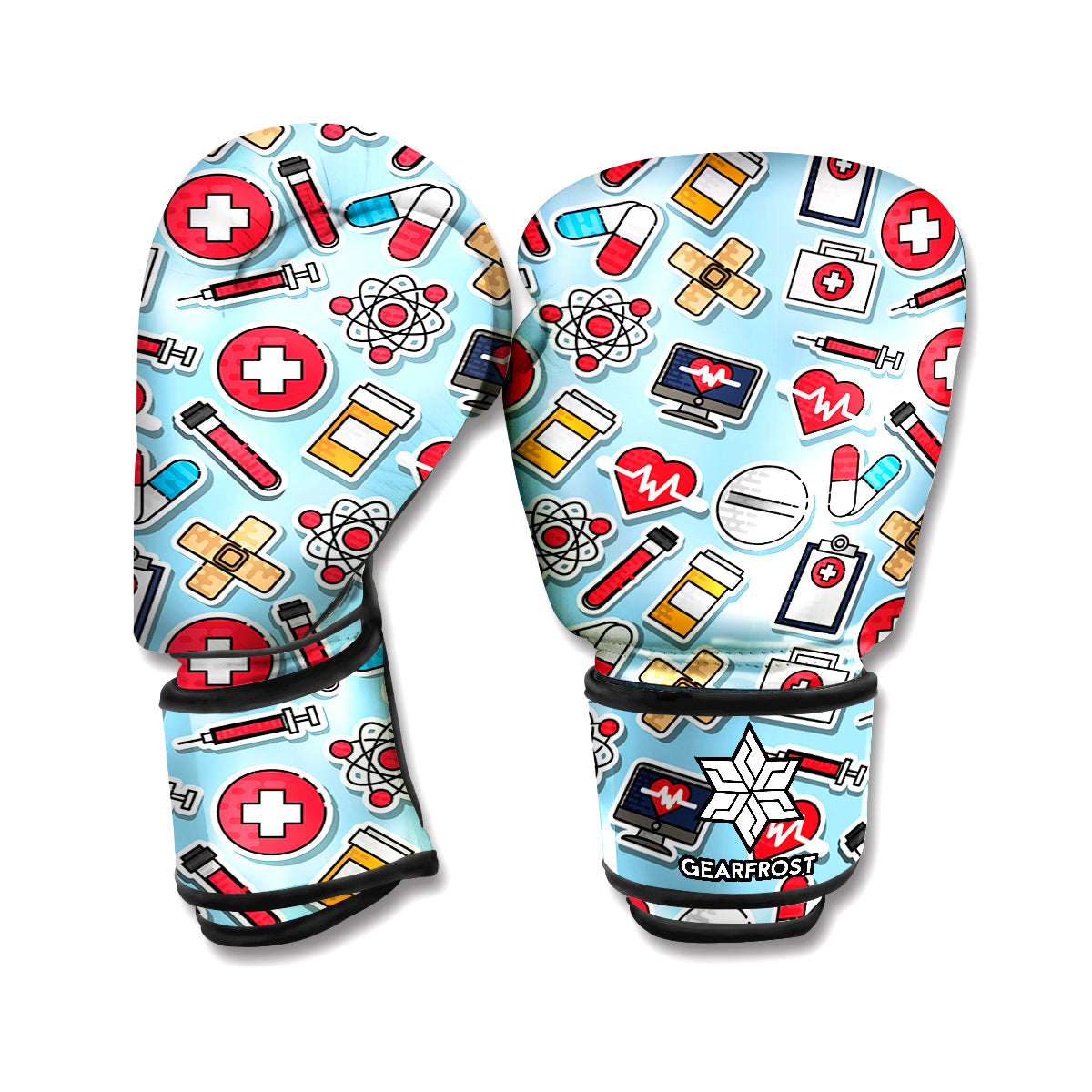 Colorful Medical Pattern Print Boxing Gloves
