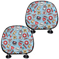 Colorful Medical Pattern Print Car Headrest Covers